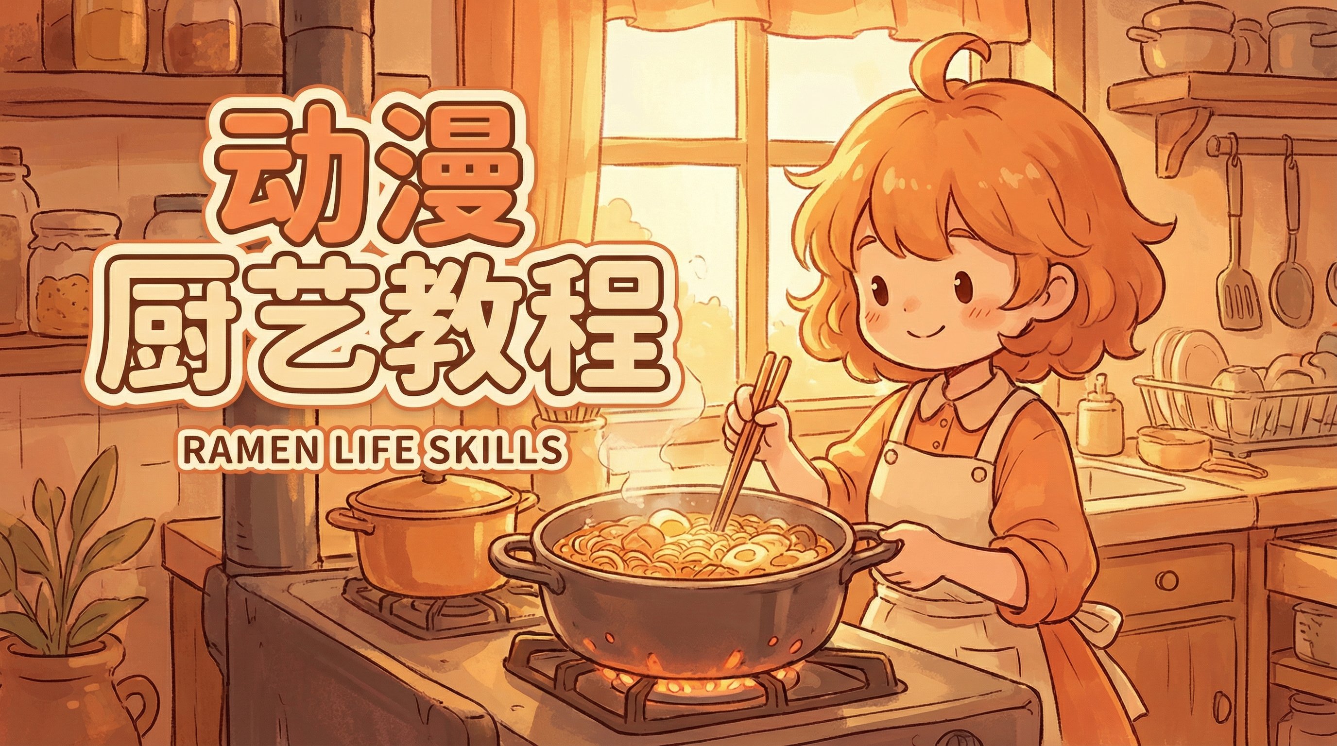 抖音揭秘动漫厨艺教程-拉面制作动漫演示